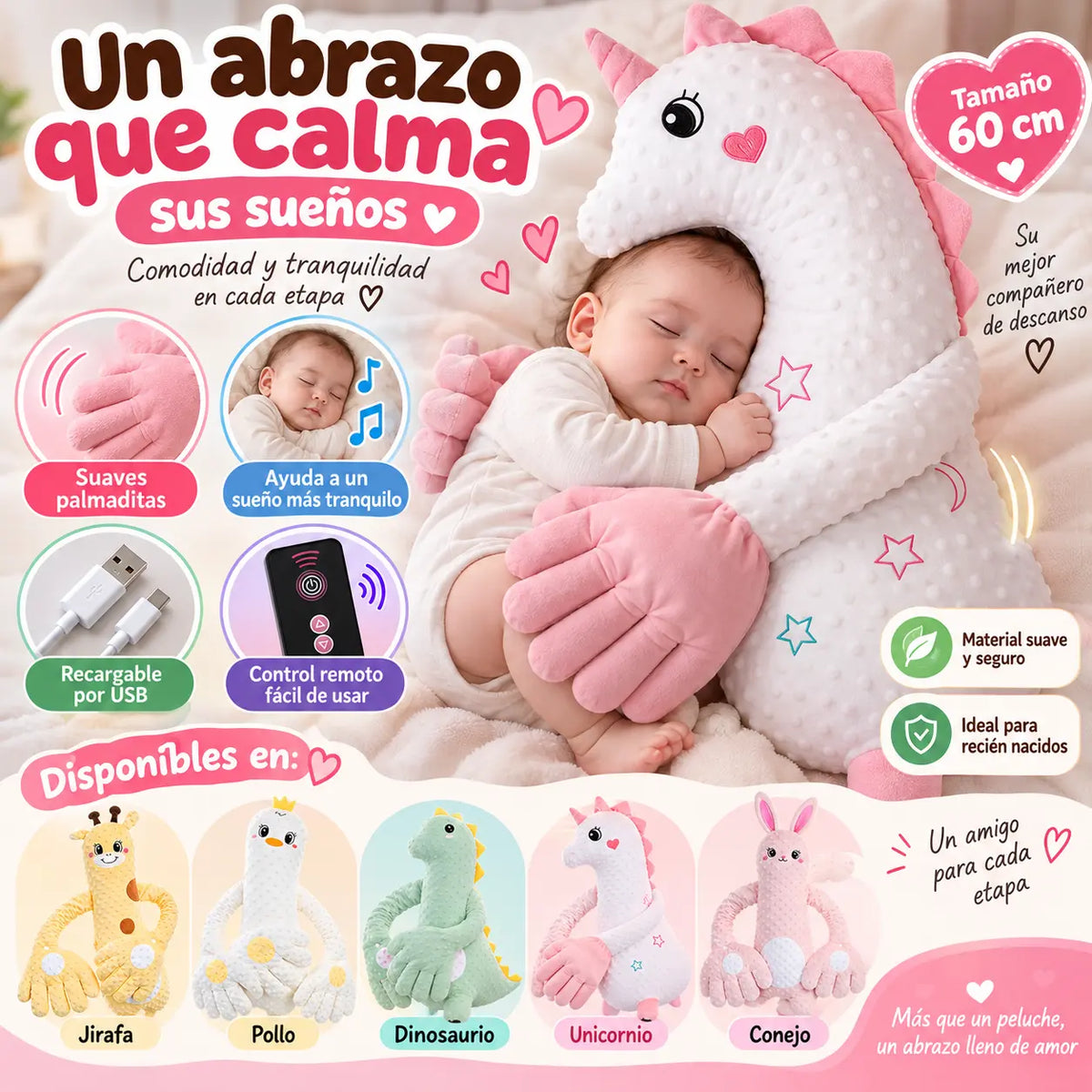 Muñeco Peluche Abrazador Palmadas Música